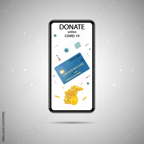 Donation and charity concept. Donating money by online payments. Charity fundraising concept. Covid-19 crowdfunding.