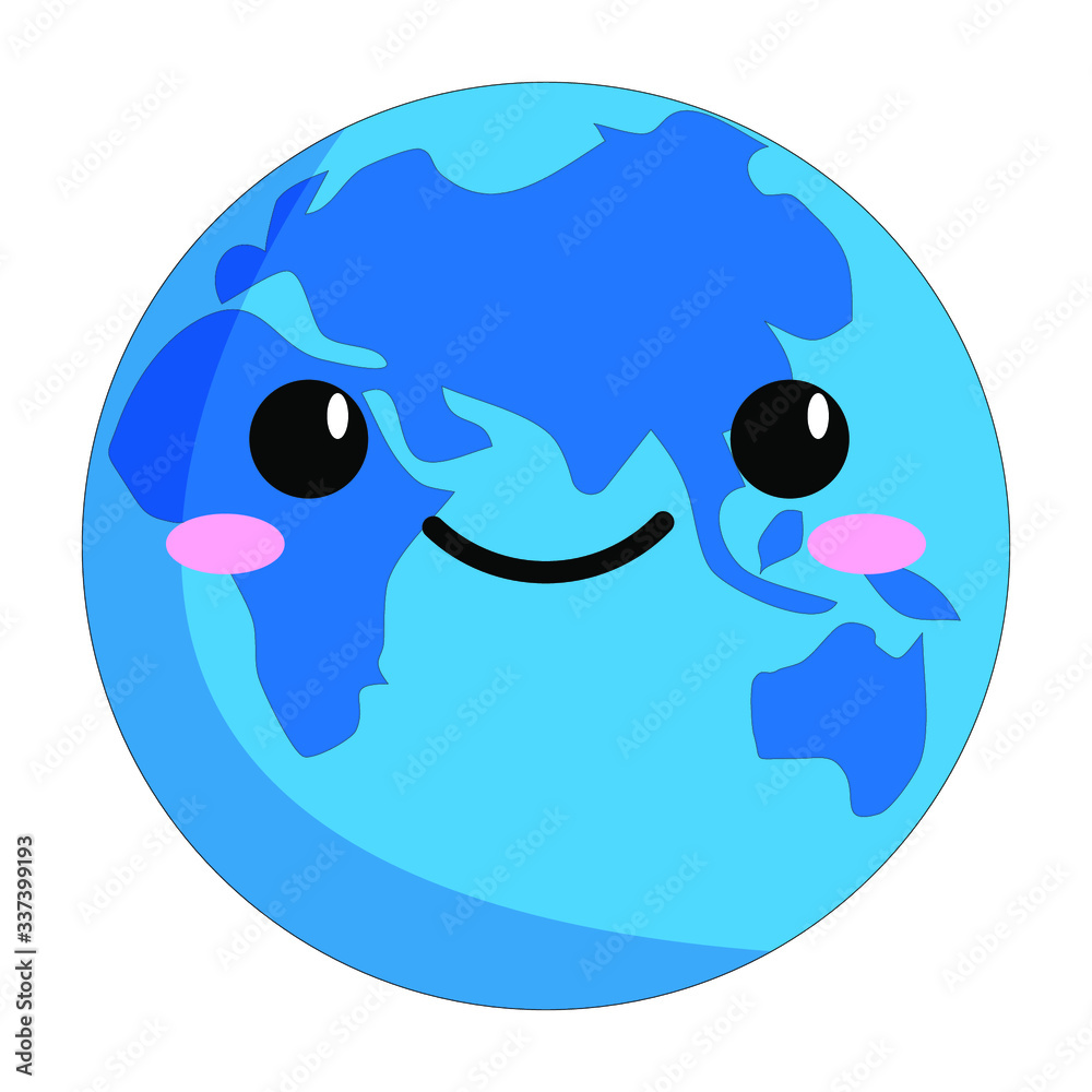 happy earth face vector isolated on white background happy earth face vector isolated on white background