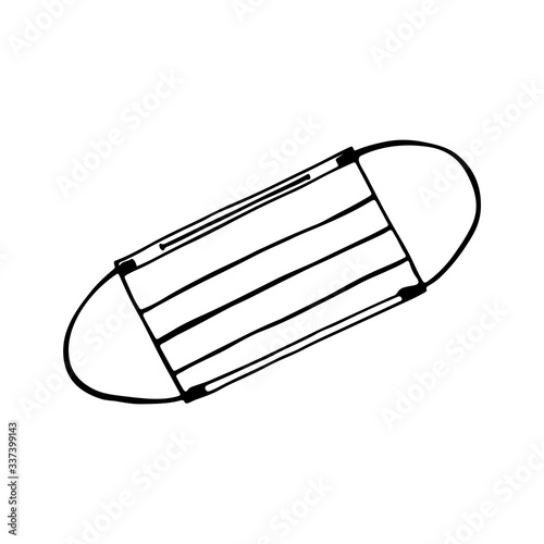 Hand-drawn medical face mask. Vector illustration for web, booklets, flyers.