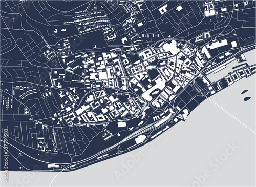 map of the city of Dundee, Scotland, UK