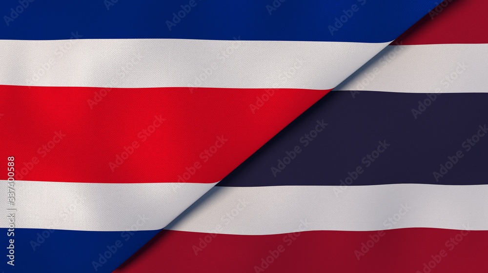 The flags of Costa Rica and Thailand. News, reportage, business background. 3d illustration The flags of Costa Rica and Thailand. News, reportage, business background. 3d illustration