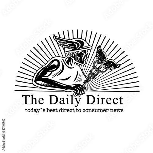 Vector illustration roman god Mercury black and white