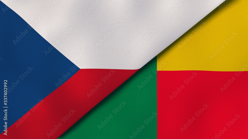 Obraz premium The flags of Czech Republic and Benin. News, reportage, business background. 3d illustration