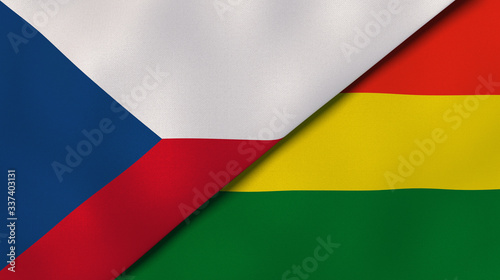 The flags of Czech Republic and Bolivia. News  reportage  business background. 3d illustration