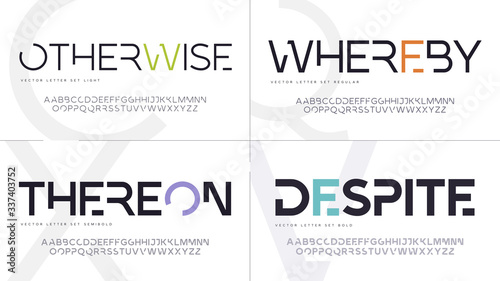 Contemporary geometric uppercase letter set, vector alphabet, typography