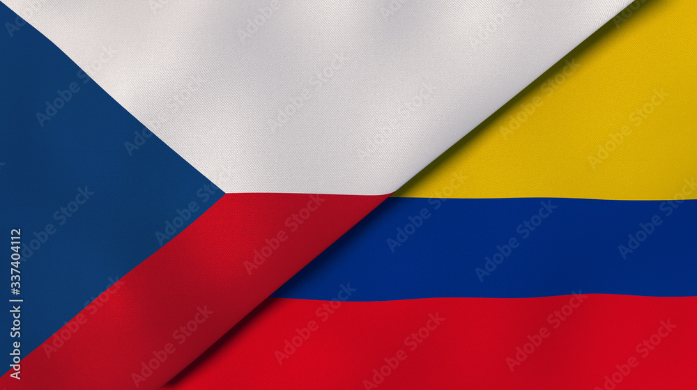 Fototapeta premium The flags of Czech Republic and Colombia. News, reportage, business background. 3d illustration
