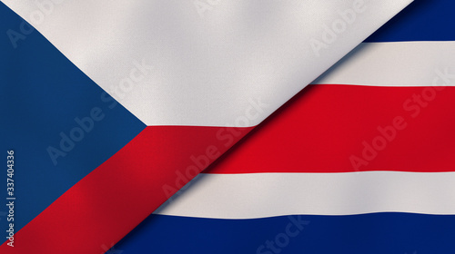 The flags of Czech Republic and Costa Rica. News  reportage  business background. 3d illustration