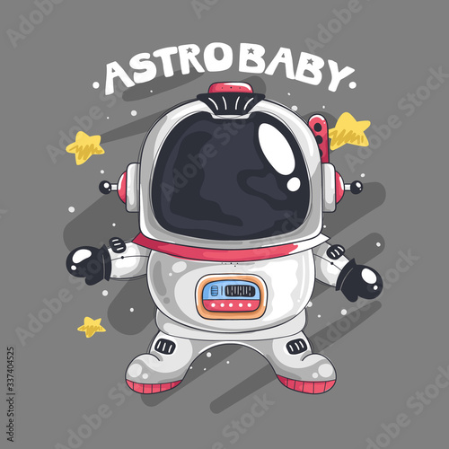 Boy dressed as astronaut with space background