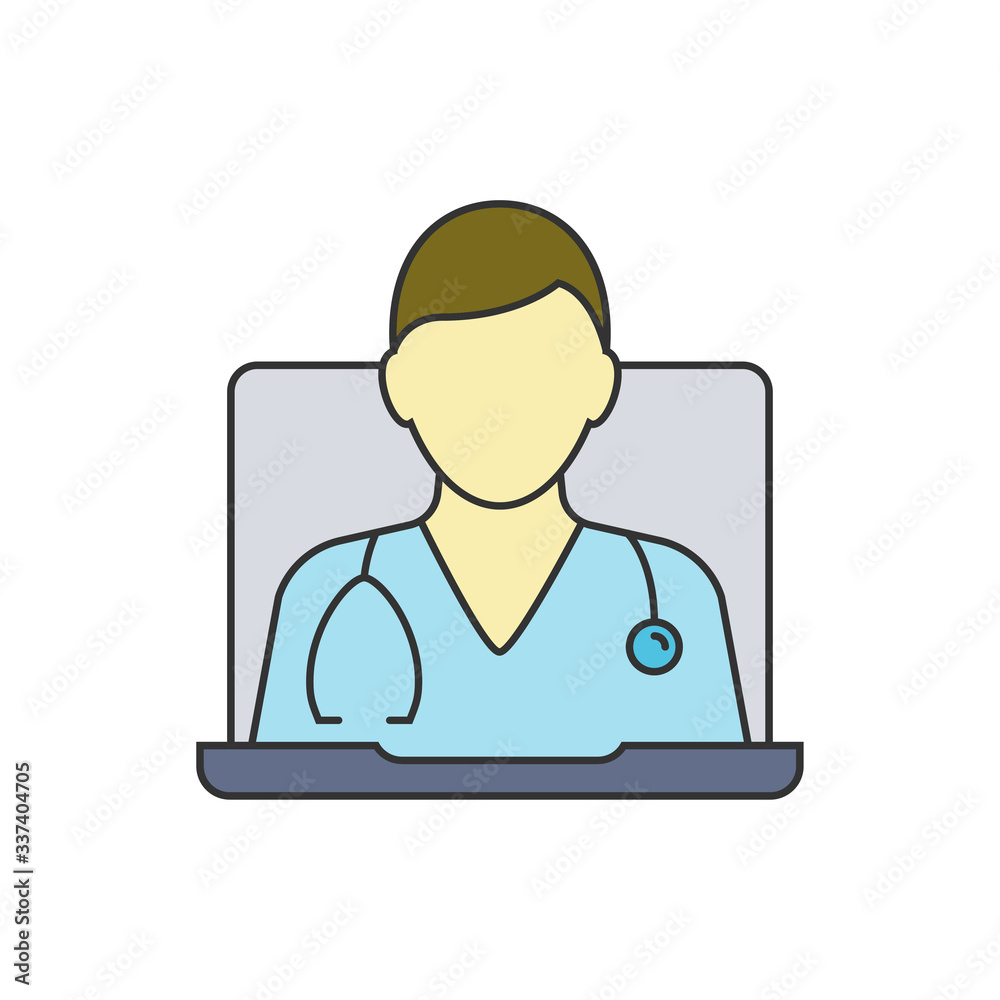 Online doctor consultation with laptop vector iilustration Online doctor consultation with laptop vector iilustration