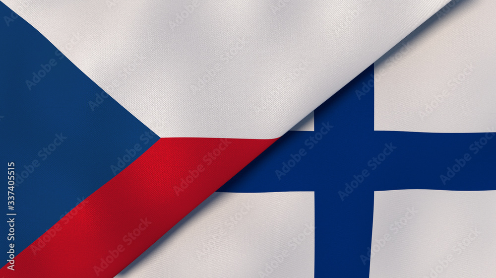 Obraz premium The flags of Czech Republic and Finland. News, reportage, business background. 3d illustration