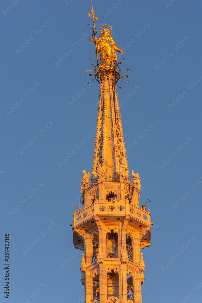 Italy, Milan, 13 February 2020, view from the Duomo terrace, details of the spiers Italy, Milan, 13 February 2020, view from the Duomo terrace, details of the spiers