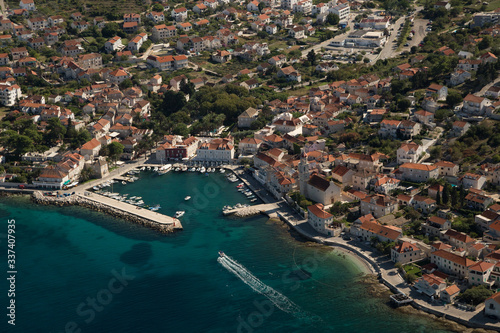 Sutivan bay, aerial view, island Brač, Croatia.
