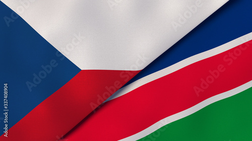 The flags of Czech Republic and Namibia. News  reportage  business background. 3d illustration