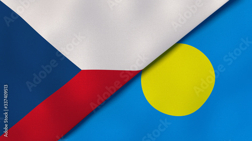 The flags of Czech Republic and Palau. News, reportage, business background. 3d illustration photo