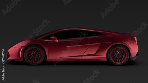 auto silhouette side view dark style 3d render sports car