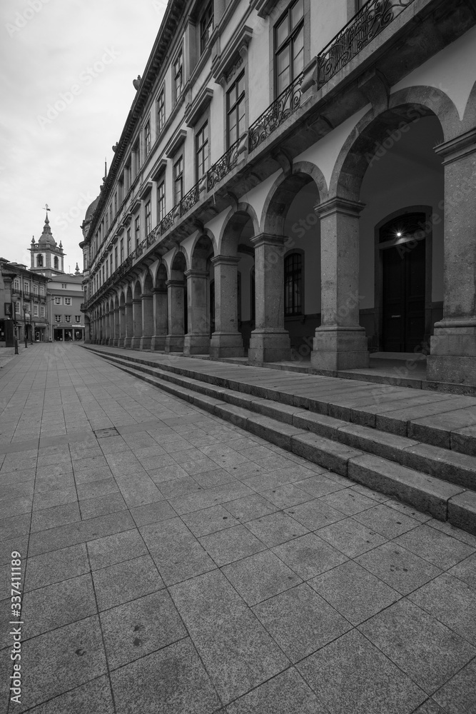 Coronavirus Outbreak, during is famous Easter Holy Week, there's nobody in the center of Braga City.