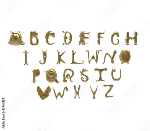 3d illustration of the child alphabet