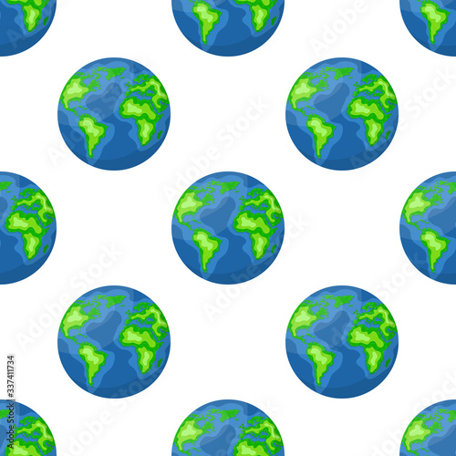 Earth planet isolated on white background. Planet of solar system. Cartoon style vector illustration for any design.