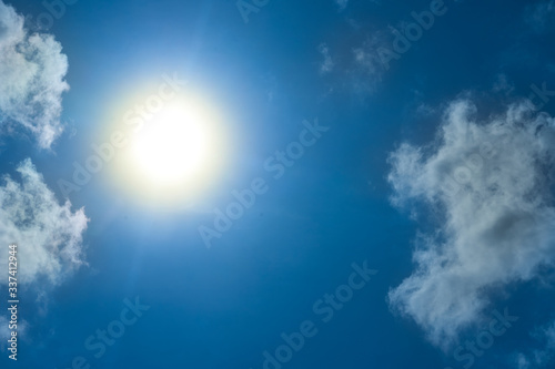 sunlight on clouds and blue sky background
