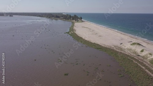 Aerial view of Macaneta Beach between Indian Ocean and Incomati River, Maputo Province, Mozambique photo