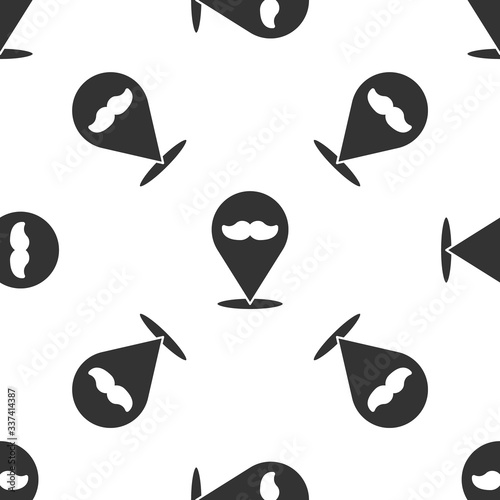 Grey Blank template of the bank check and pen icon isolated seamless pattern on white background. Checkbook cheque page with empty fields to fill.  Vector Illustration