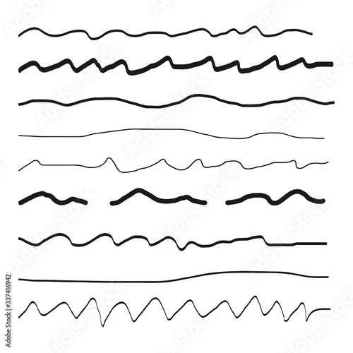 Crosshatch pen brush lines, pencil textured strokes. Scribble marker borders. Sketch underlines. 