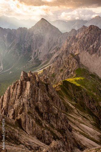 View on a mountainrange seen from the summit of the Reitherspitze