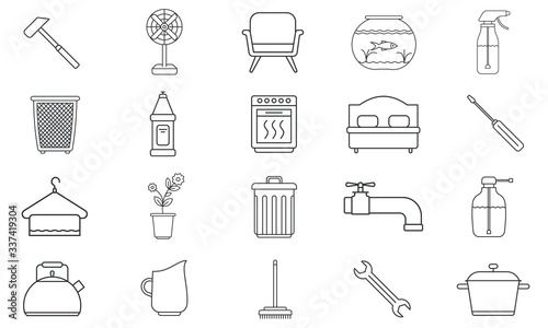 Household elements icon set, icon pack free vector icon