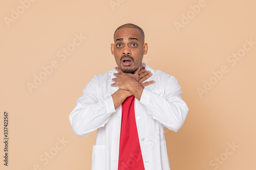 African doctor wearing a lab coat