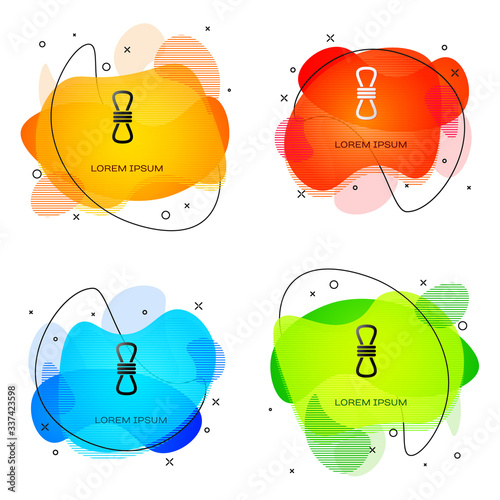 Black Climber rope icon isolated on white background. Extreme sport. Sport equipment. Abstract banner with liquid shapes. Vector Illustration