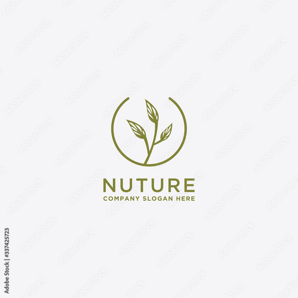 nature linear logo icon template vector