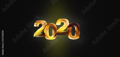 2020 brush typography new year background