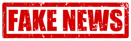Tableau sur toile Red grunge stamp with a text FAKE NEWS to show that the information is not true