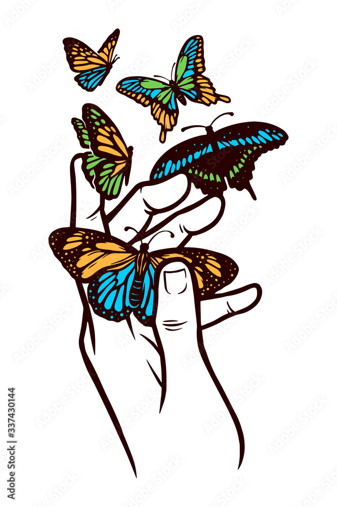 Hand and butterfly illustration