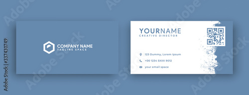faded denim business card design template. flat simple and modern business card design with new popular 2020 color trend faded denim
