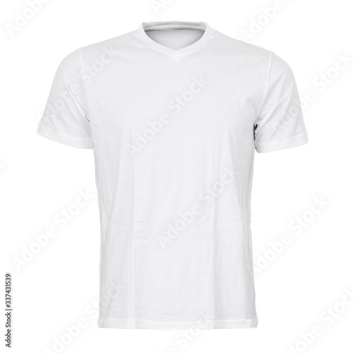 White men's shirt isolated on white background © borabajk