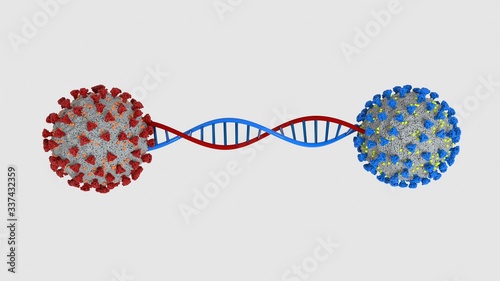 Coronavirus Mutation DNA Helix 3D Illustration photo