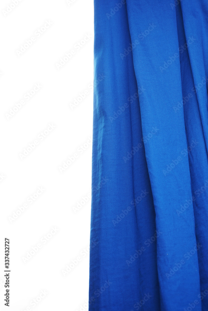 Blue background with satin fabric, banner. Isolated on a white background. Text place, copy space. Blue background with satin fabric, banner. Isolated on a white background. Text place, copy space.