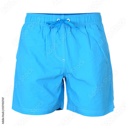 Blue male sport shorts isolated on white background