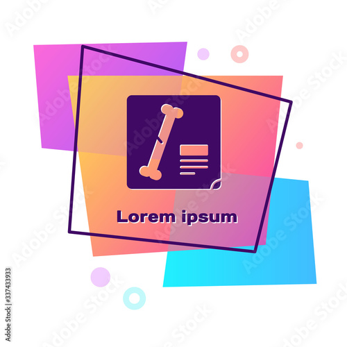 Purple X-ray shots icon isolated on white background. Color rectangle button. Vector Illustration
