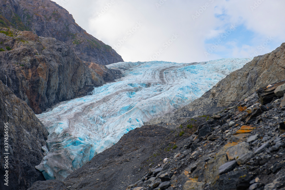 Fototapeta premium Exit Glacier in Kenai Fjords National Park in Sep. 2019 near Seward, Alaska AK, USA.