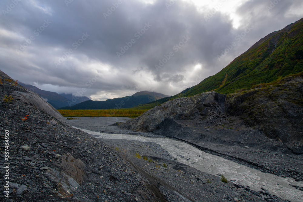 Exit Creek in Kenai Fjords National Park in Sep. 2019 near Seward, Alaska AK, USA.