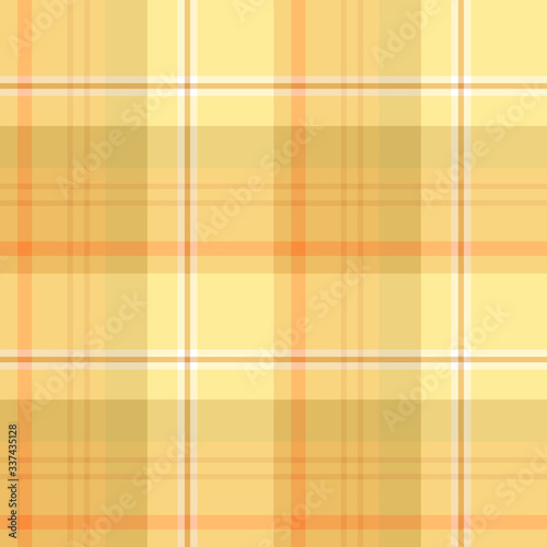 Seamless pattern in fascinating positive yellow, orange and white colors for plaid, fabric, textile, clothes, tablecloth and other things. Vector image.