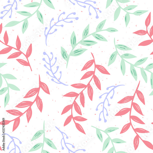simple leaves and branches nature seamless pattern