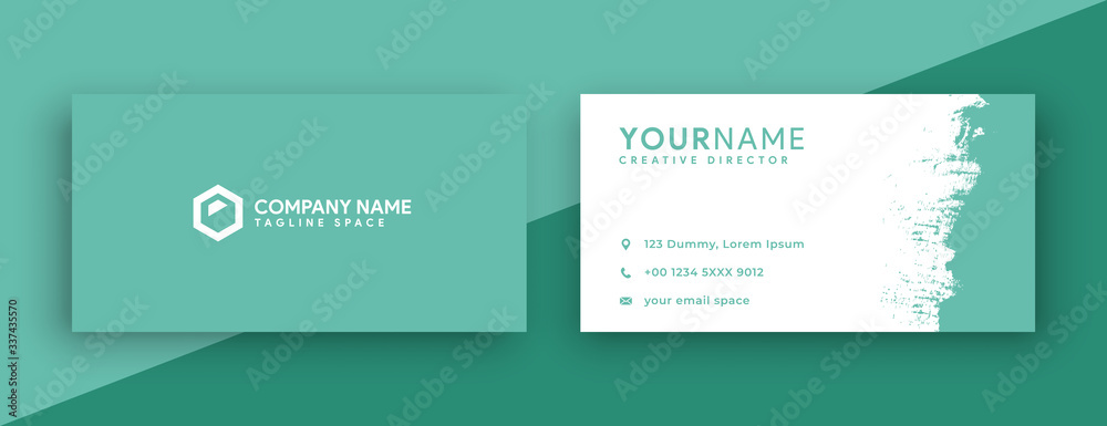 new green business card design . minimal business card concept with new color trend 2020 , green chive color