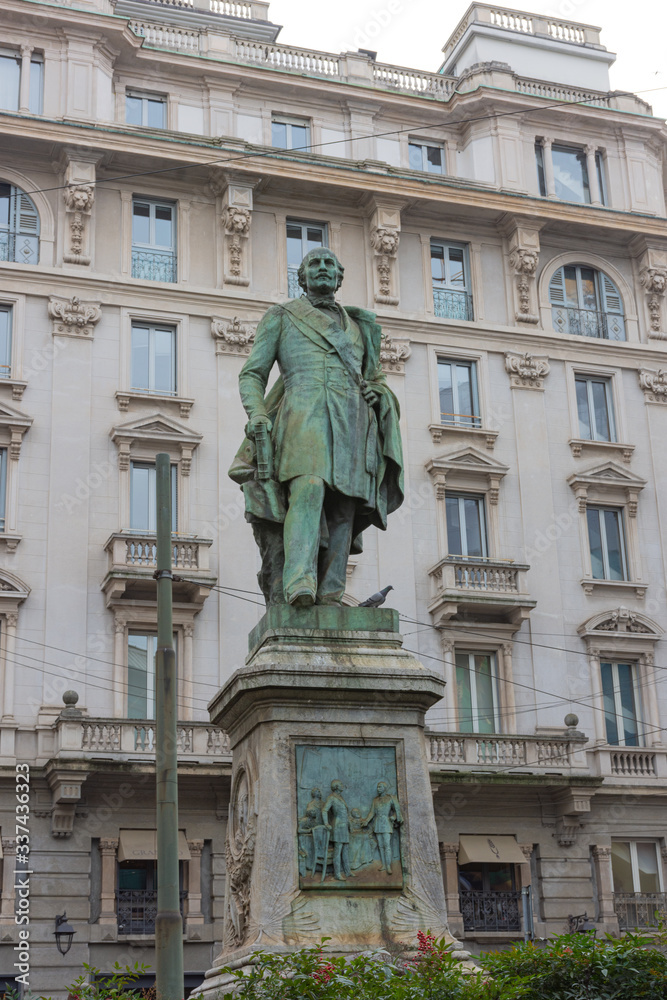 Italy, Milan, 13 February 2020, view of a statue in the Duomo square