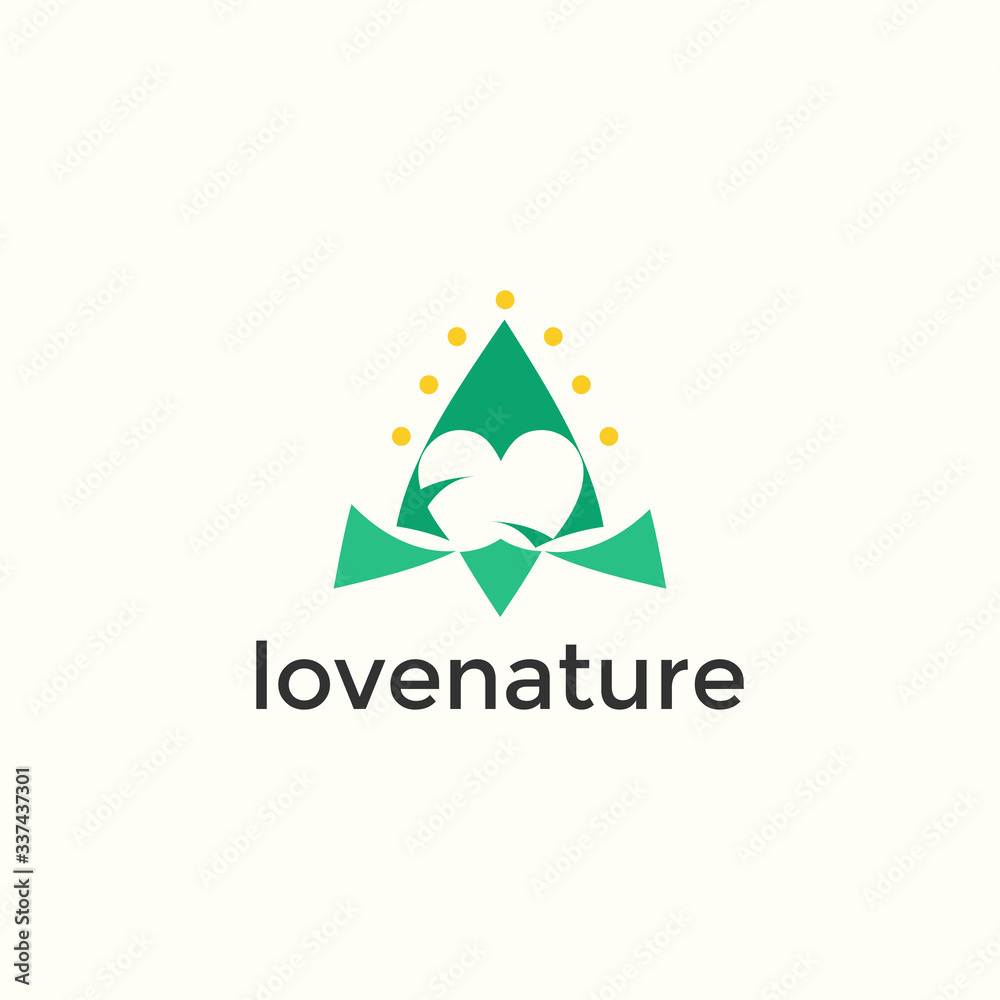ILLUSTRATION ABSTRACT COLORFUL LOVE WITH LEAF MINIMALIST SIMPLE ICON LOGO TEMPLATE MODERN DESIGN VECTOR
