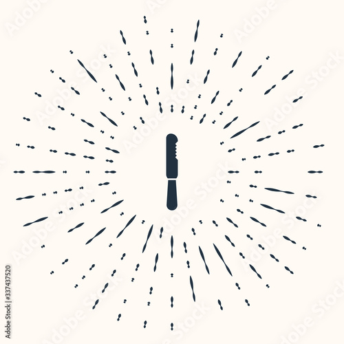 Grey Disposable plastic knife icon isolated on beige background. Abstract circle random dots. Vector Illustration