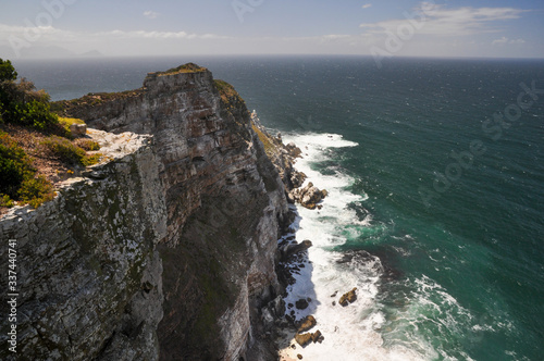 View of the coast at the cape of Good Hope, South Africa on a sunny day