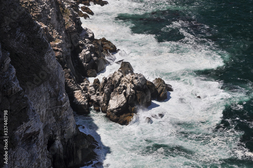 View of the coast at the cape of Good Hope, South Africa on a sunny day